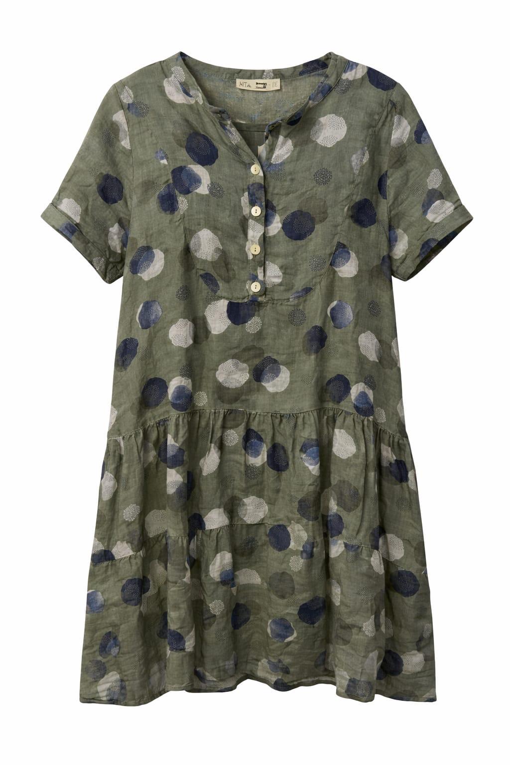 Vestido lino corto manga
