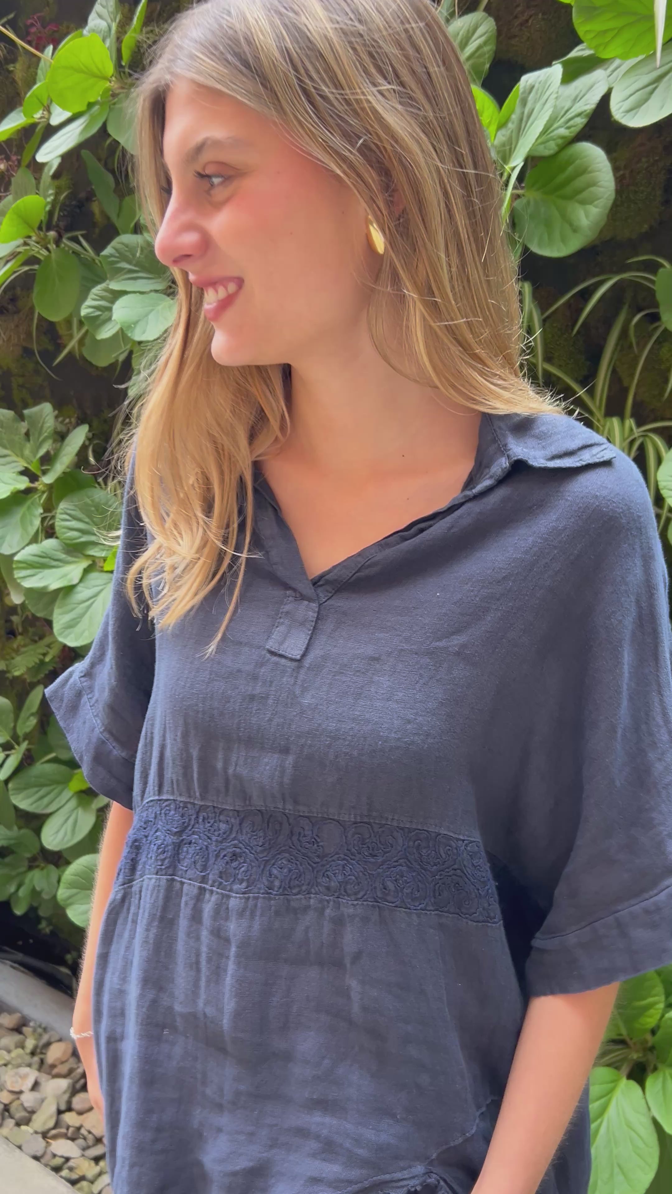 Set lino blusón cuello
